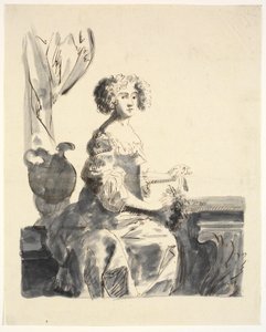 Portrett av en dame, sittende, halvfigur av Ubekendt