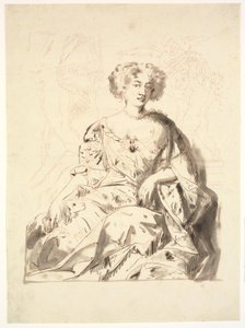 Portrett av en dame, sittende, halvfigur av Ubekendt