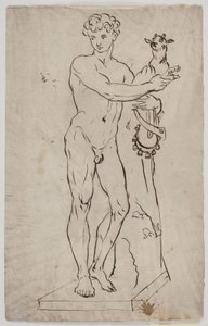 Kopi etter Salys statue "Ung faun holder en geitunge" (1750). Etter et eksemplar på en firkantet base av Ubekendt KKS21008