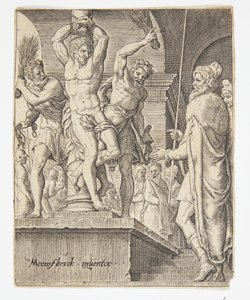 Flagelleringen av Ubekendt efter Dirck Volckertsz. Coornhert efter Maarten van Heemskerck