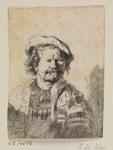 Rembrandt i flat caps og brodert kjole av Ubekendt efter Rembrandt