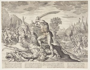 David kuttet hodet til Goliat av Ubekendt efter ubekendt efter Maarten van Heemskerck