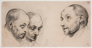 Tre mannlige hoder av Ubekendt kopist efter Anthony van Dyck