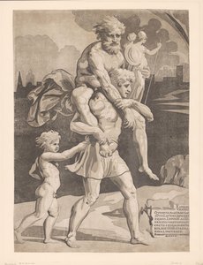 Aeneas flykter med familien fra Troja