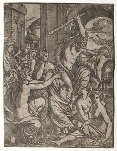 Hercules driver misunnelse fra Musenes tempel, 1522-24. av Ugo da Carpi