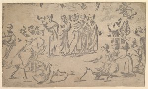 Ananias død omgitt av apostler, 1518. av Ugo da Carpi
