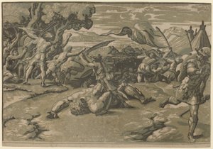 David dreper Goliat av Ugo da Carpi after Raphael