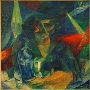 Kvinne på kafeen (Dekomponering av figuren til en kvinne ved bordet) av Umberto Boccioni