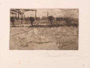 Landskap med industrianlegg av Umberto Boccioni