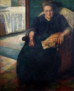 Madame Virginie (La signora Virginia) Portrett av en korpulent kvinne som sitter med katten på knærne. Maleri av Umberto Boccioni (1882-1916) 1905 Søn. 140x115,5 cm Milano, Museo del Novecento av Umberto Boccioni