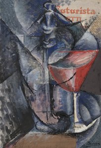 Still Life: Glass and Siphon, ca. 1914 (collage, gouache, penn og blekk)