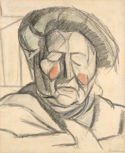The Artists Mother, 1915 (grafitt- og akvarellvasker på papir) av Umberto Boccioni