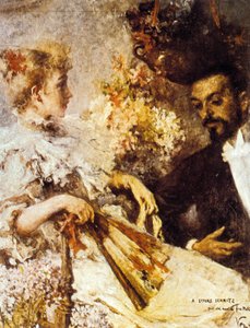 Italo Svevo (1861-1928) with his sister (huile on canvas) av Umberto Veruda