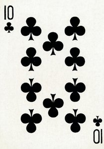 10 klubber fra en kortstokk med Goodall & Son Ltd.-spillekort, c1940 av Unbekannt