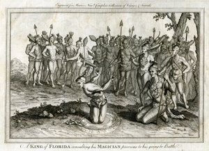 En konge av Florida konsulterte tryllekunstneren sin før han dro til kamp, c1760 av Unbekannt