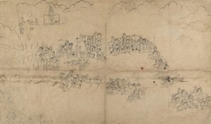 A Maharana and His Retinue Hunting Boar, tidlig på 1700-tallet. av Unbekannt