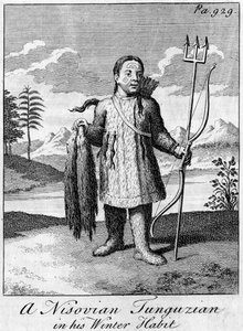 En Nisovian Tunguzian i sin vintervane, 1700-tallet av Unbekannt