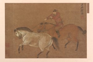 A Rider Lassoing a Horse, Ming-dynastiet, 1369-1644. av Unbekannt