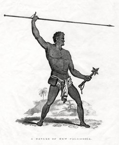A Savage of New Caledonia, sørvest i Stillehavet, 1800-tallet av Unbekannt