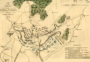 En skisse av slaget ved Waterloo, 18. juni 1815, 1816. av Unbekannt