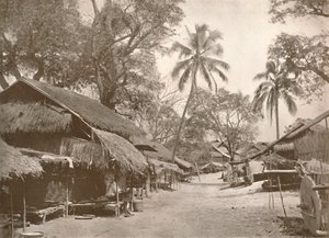 En typisk burmesisk landsbyscene, 1900. av Unbekannt