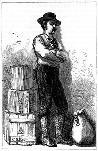 En Wells Fargo-budbringer fra deres ekspressleveringstjeneste via Isthmus of Panama, 1875 av Unbekannt