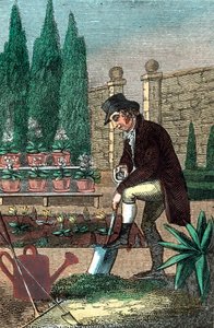 En gartner som graver med en spade, 1821 av Unbekannt