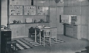 Et kjøkken arrangert og utstyrt av Heal & Son, Ltd. i London, 1942 av Unbekannt
