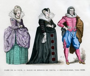 En hoffdame, Marie de Medici som enke, og en gentleman, c1620 1882-1884 av Unbekannt