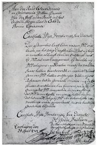Et brev fra det nederlandske østindiske kompani til Willem Adriaan van der Stel, 1700-tallet 1931 av Unbekannt