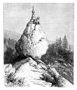 En pagode på toppen av en stein, 1895 av Unbekannt