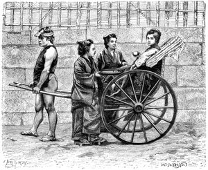 En rickshaw, Japan, 1895 av Unbekannt
