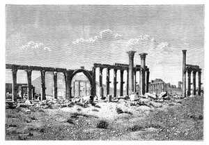 En ødelagt søylegang ved Palmyra Tadmur, Syria, 1895 av Unbekannt