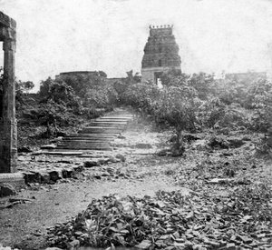 Et ødelagt tempel nær Madras, India, 1874 av Unbekannt