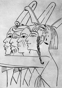En skisse av afrikanske og asiatiske menn fra graven til kong Seti I, Theben, Egypt, 1936 av Unbekannt