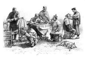 En gate i Kin-Kiang, typer og kostymer, c1890 av Unbekannt