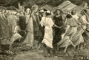 Aaron og isralittene som tilber kalven, 1890. av Unbekannt