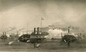 Action of the Gunboats i Memphis, 1878. av Unbekannt
