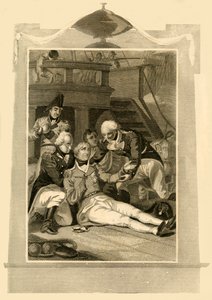 Admiral Lord Nelson ble dødelig såret på seieren i slaget ved Trafalgar, 1805, 1816. av Unbekannt