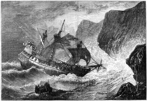 Admiral Somers kjører skipet sitt i land, Bermuda, 1609 c1880 av Unbekannt