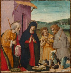 Tilbedelse av hyrdene, ca. 1480-1500. av Unbekannt