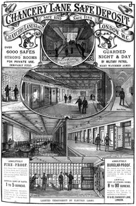 Annonse for Chancery Lane Safe Deposit, London, 1887 av Unbekannt