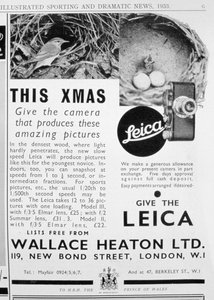Annonse for Leica-kameraer solgt av Wallace Heaton Ltd, New Bond Street, London, 1933 av Unbekannt