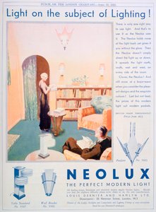 Annonse for Neolux lysarmaturer, 1931 av Unbekannt