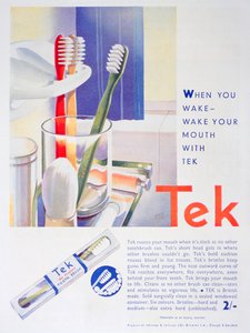 Annonse for Tek-tannbørster, av Johnson og Johnson, 1931 av Unbekannt
