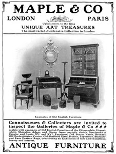 Annonse for Maple & Co of London, selgere av antikke møbler, 1901 av Unbekannt