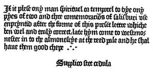 Annonse for en bok trykt av William Caxton, 1400-tallet 1893 av Unbekannt