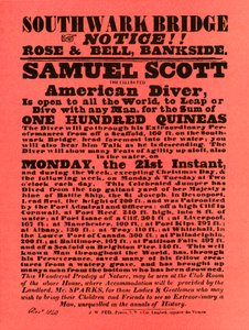Annonse for stuntshow av Samuel Scott, 1840, 1948. av Unbekannt