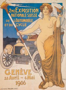 Annonse for den andre sveitsiske nasjonale bil- og sykkelutstillingen, Genève, 1906 av Unbekannt