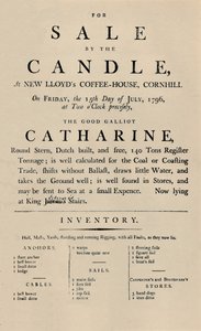 Annonse for salg av Candle i Lloyds, 1796, 1928 av Unbekannt